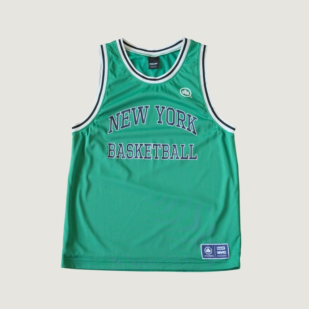 Only NY Basketball Jersey Mens Green NYC Parks Mesh Streetwear Medium Tank Top